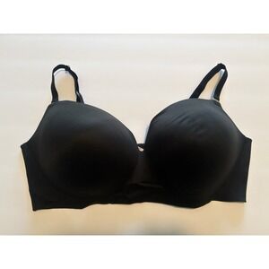 Victoria's Secret 44 DD Padded No Wire Plunge Black Bra W Gold Hardware NWOT
